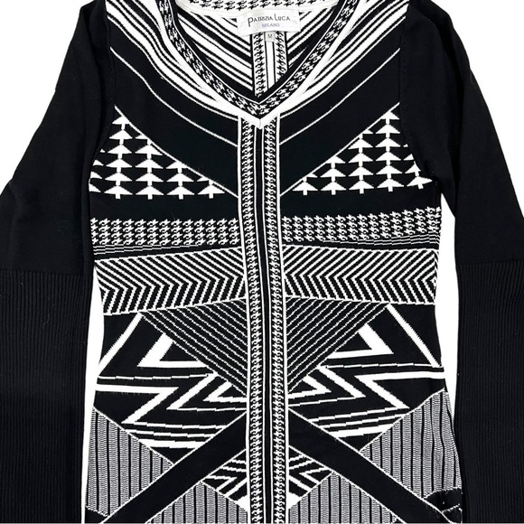 P. Luca Milano Women’s Sweater Size Medium Long Sleeved Black & White Geometric - Picture 3 of 12